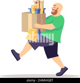 Preparing gifts for family semi flat RGB color vector illustration Stock Vector