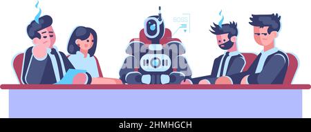 Staff meeting semi flat RGB color vector illustration Stock Vector