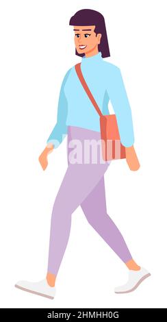 Confident lady semi flat RGB color vector illustration Stock Vector