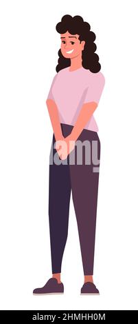 Woman with confident smile semi flat RGB color vector illustration Stock Vector