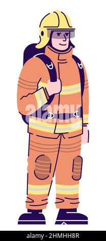 Professional rescuer semi flat RGB color vector illustration Stock Vector