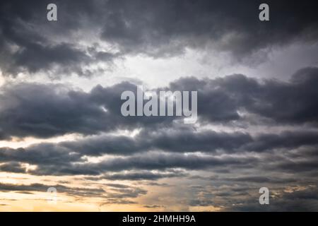 Dramatic colorful dusk sky after storm view, nature painting at its best Stock Photo