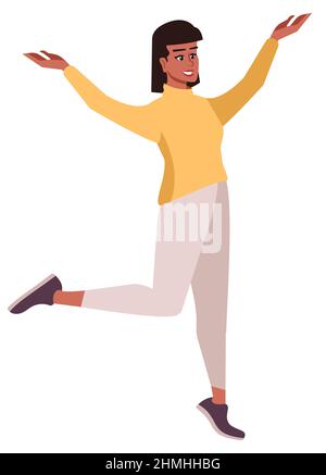 Smiling lady semi flat RGB color vector illustration Stock Vector