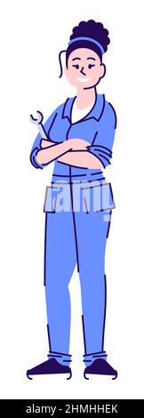 Repair technician semi flat RGB color vector illustration Stock Vector