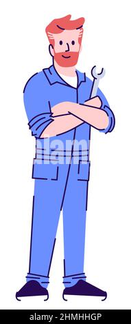 Service technician semi flat RGB color vector illustration Stock Vector
