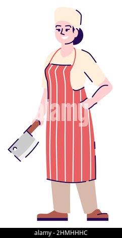 Kitchen worker semi flat RGB color vector illustration Stock Vector
