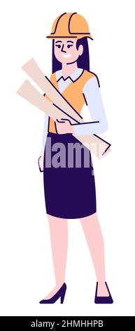 Engineering firm job position semi flat RGB color vector illustration Stock Vector
