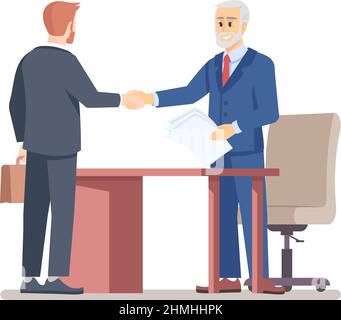 Successful business meeting semi flat RGB color vector illustration Stock Vector