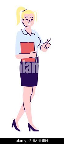 Corporate employee semi flat RGB color vector illustration Stock Vector