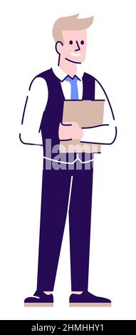 Waiter position semi flat RGB color vector illustration Stock Vector