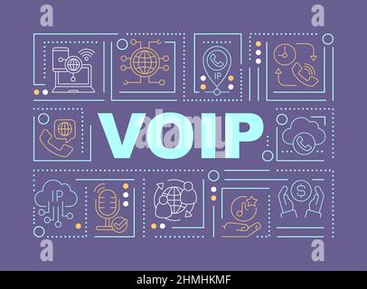 VOIP service word concepts purple banner Stock Vector