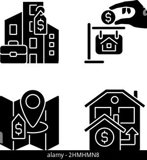 Building types black glyph icons set on white space Stock Vector Image ...