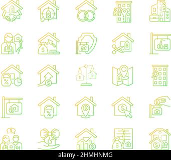 Property sale gradient linear vector icons set Stock Vector