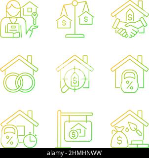 Real estate gradient linear vector icons set Stock Vector