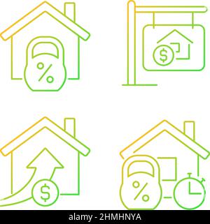 Buying house gradient linear vector icons set Stock Vector