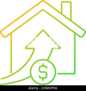 Rising property prices gradient linear vector icon Stock Vector