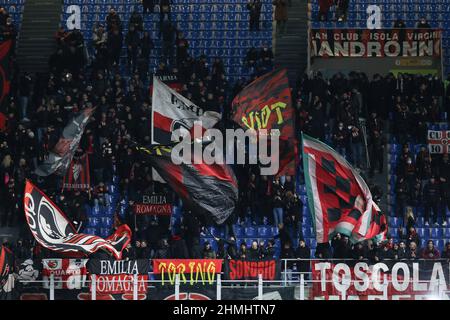 Supporters of AC Milan during the Coppa Italia 2021/22 football match between AC Milan and SS Lazio at Giuseppe Meazza Stadium, Milan, Italy on February 09, 2022 Stock Photo