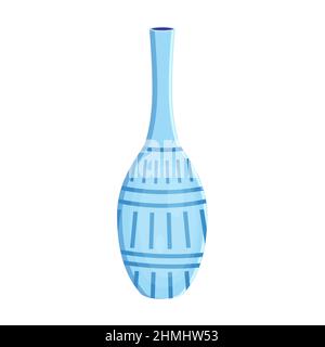 Earthenware ceramic vase blue color with ornament Stock Vector