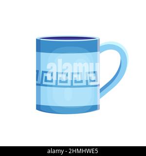 Earthenware ceramic cap blue color with ornament Stock Vector