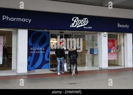 London, UK. 10th Feb, 2022. People enter a branch of Boots store. (Photo by Dinendra Haria/SOPA Images/Sipa USA) Credit: Sipa USA/Alamy Live News Stock Photo