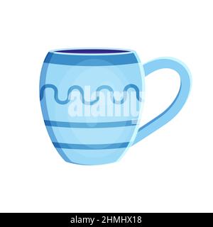 Vector illustration Earthenware ceramic cap blue color with ornament vector Stock Vector