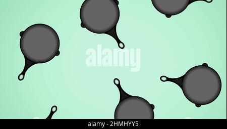 Composition of pan icons on green background Stock Photo