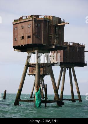 Shivering Sands Fort, Thames Estuary, England Stock Photo