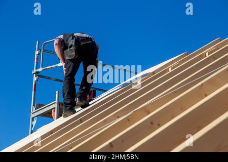 Carpentry work on a residential building Stock Photo