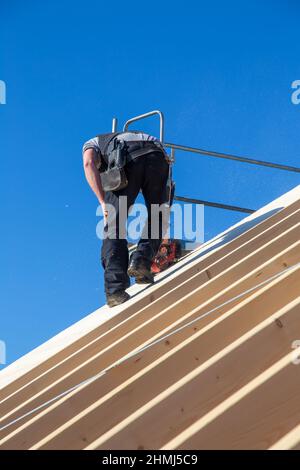 Carpentry work on a residential building Stock Photo