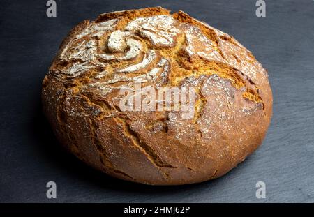 artisan handmade close up bauernbrot bun sourdough bread Stock Photo