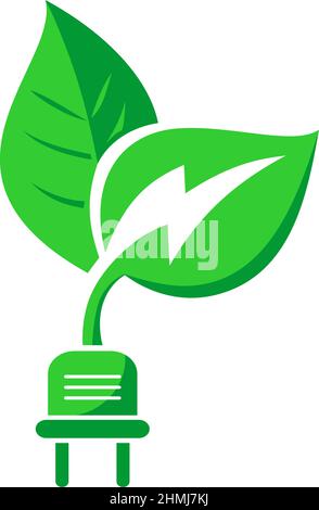 Green clean energy logo. Green energy transition. Preservation of the environment. Vector on transparent background Stock Vector