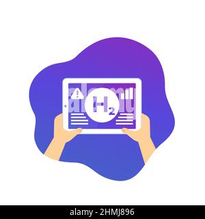 hydrogen gas level monitoring, vector icon Stock Vector