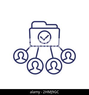 folder and users line icon Stock Vector