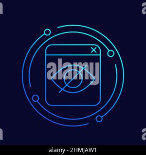 hidden content line icon for web Stock Vector