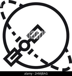 Satellite on planet orbit. Moving space station. Navigation system Stock Vector