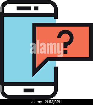 Message alert icon. Chat bubble with question mark on phone screen Stock Vector