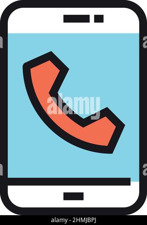 Incoming call icon. Smartphone screen with red phone handle sign Stock Vector