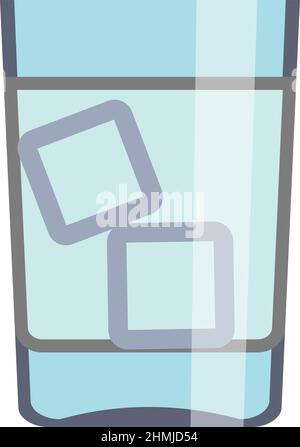 Cold drink with ice cubes in glass. Summer refreshment Stock Vector