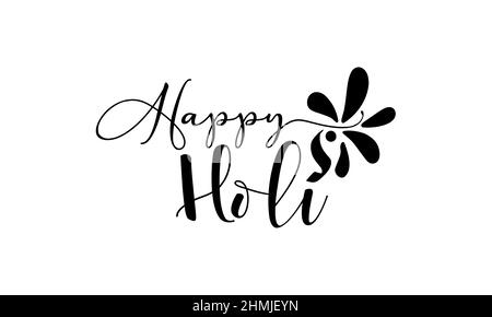 Happy holi. Hindu festival brush calligraphy concept vector design for banner, card, poster, background. Stock Vector