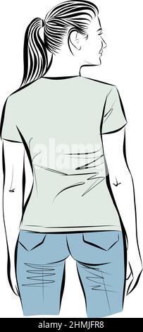 Hand Drawn Female Body Jeans Shirt Fashion Woman Bag Sketch Stock Vector by  ©Marisa_ 194160418