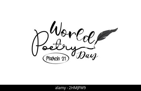World Poetry Day. Literature brush calligraphy concept vector template for banner, card, poster, background. Stock Vector