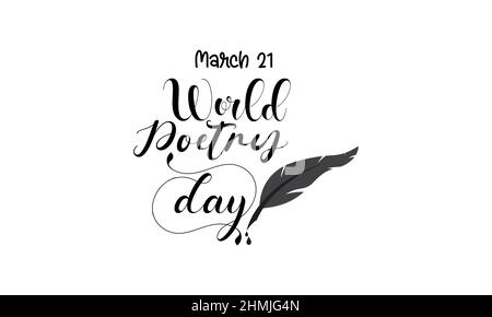 World Poetry Day. Literature brush calligraphy concept vector template for banner, card, poster, background. Stock Vector