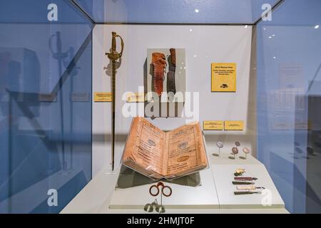 Texas, FEB 4 2022 - Interior view of The Alamo Exhibit Stock Photo