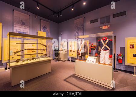 Texas, FEB 4 2022 - Interior view of The Alamo Exhibit Stock Photo