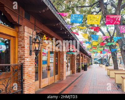 Texas, FEB 2 2022 - Mi Tierra restaurant in Historic Market Square Stock Photo