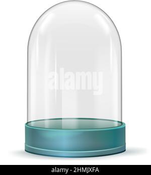 Empty glass dome mockup. Realistic display cover isolated on white background Stock Vector