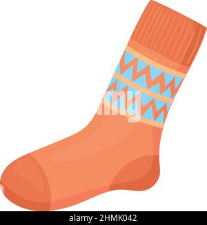 High sock icon. Casual warm cartoon footwear isolated on white background Stock Vector
