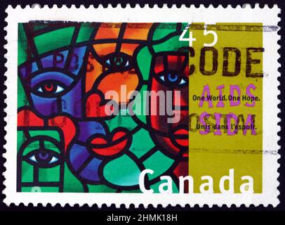 CANADA - CIRCA 1996: a stamp printed in Canada dedicated to AIDS awareness, circa 1996 Stock Photo