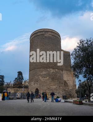 Baku, Azerbaijan - January 03 2022-  View from Maiden Tower with tourists Stock Photo