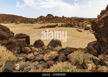 Moon-like landscape at Minas de San Jose, Teide National Park, Tenerife, Spain Stock Photo